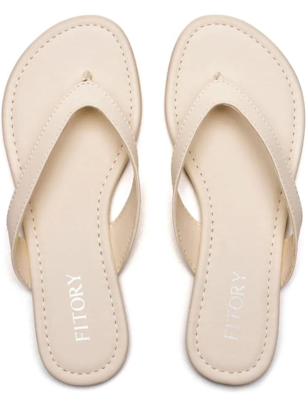 Women's Beige Casual Flip Flops Comfortable Thong Walking Slide Summer Beach